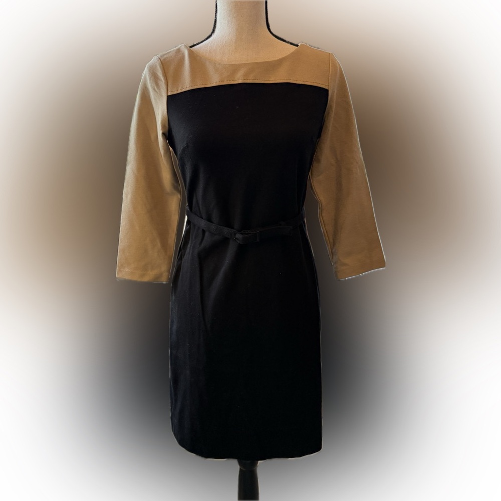 Talbots Black and Tan Long Sleeve Dress